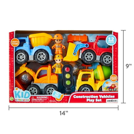 Kid Connection Construction Vehicles Play Set, 12 Pieces