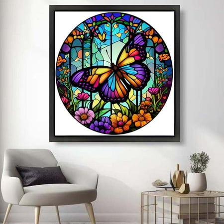 Butterfly 5D Diamond Painting Kits For Adults - Butterfly Flowers DIY Diamond Art Kits Full Drill Diamond Dots Paintings With Diamonds Gem Art And Crafts Home Decor 12x12inch