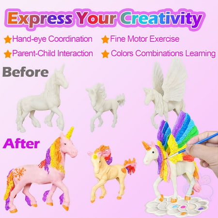 Yileqi Paint Your Unicorn Kit, Paint Craft Girls Arts Crafts Years Old, Unicorn Party Favor Activities Gift