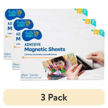 (3 pack) Hello Hobby Adhesive Magnetic Sheets, Boys and Girls, Child, Ages 8+