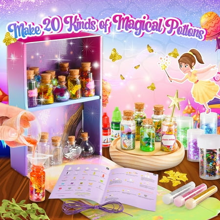 Magic Potion Kit, 6 7 8 9 10 11 Year Old Girls Gifts, 20 Bottles Craft Kits Toys for Kids Girls Age 8-12, Birthday Gifts for 6-12 Year Old Girls