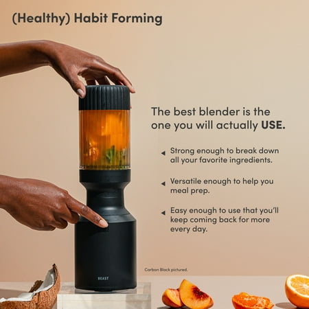 The Beast Mini? Blender Plus | Personal Countertop Blending for Smoothies, Shakes, Food Prep & Frozen Fruits & Veggies | Extra Portable Vessels, Straw Cap & Straws Included | 600W Motor (Mist)