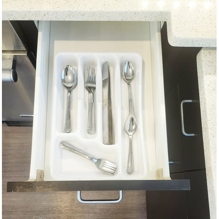 Mainstays Swirl 49 Piece Stainless Steel Flatware and Organizer Tray Set, Silver, Service for 8 3.29 lb