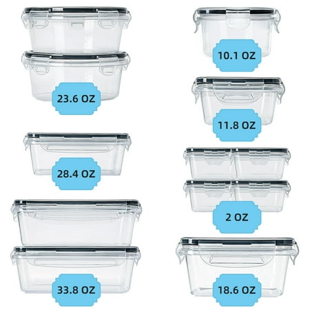 24 Pcs Food Storage Containers Set with Lids - BPA-Free Airtight Plastic Containers for Pantry & Kitchen Organization, Meal Prep, Lunch Containers with Free Labels & Marker (12 Lids + 12 Containers)
