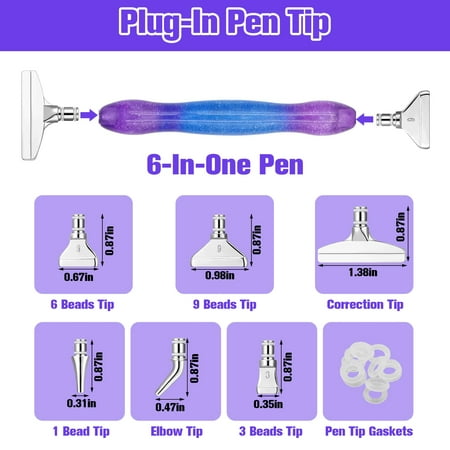 ZYNERY 18 Pcs Diamond Painting Pens Kit, Metal Tips & Resin Drill Pens, Diamond Painting Tools Accessories with Anti-slip Mat, Tray, Clay - Ideal for DIY Craft, Diamond Art Lover & Beginner (Purple)