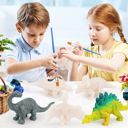 Mikilon Kids Dinosaur Toy Painting Kit, 6 PCS Dinosaur Decor Arts Crafts Set, Painting Preschool Learning Toddler Toys for 3 4 5 Year Old Boy Girl, Christmas Birthday Gift