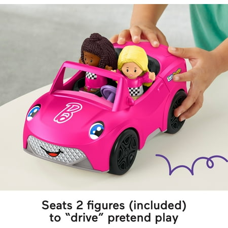 Fisher-Price Little People Barbie Convertible Toy Car with Music Sounds & 2 Figures for Toddlers