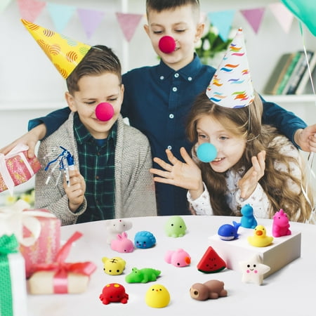 Joyfy 25 Pcs Mochi Squishy Toys for Kids Mini Kawaii Squishies Fidget Toys Animals & Fruit Stress Relief Toys for Party Favors, Classroom Prizes, Pinata Filler, Goodie Bags Stuffers