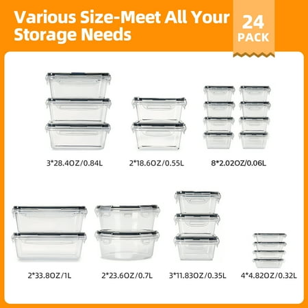ATUPEN 50 Pcs Food Storage Containers with Lids, Meal Prep Plastic Container Pantry & Kitchen OrganizationWhite,