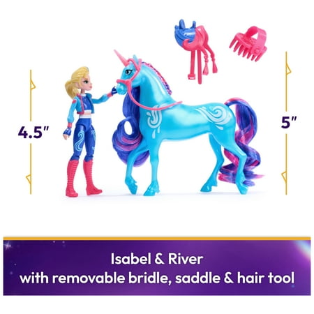Unicorn Academy, Isabel & River with 2 Riding Accessories, Toys for Girls Ages 4+