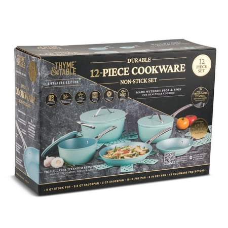 Thyme & Table Acadia 12 Piece Cookware Set Non-Stick - Blue, Blue
