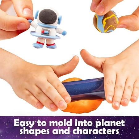 Original Stationery Mini Galaxy 3D Solar System Air Dry Clay Kit, 10 Bags of Air Dry Clay for Kids, 8 Fact Cards, Tools and More in this Kit to make a Spinning Solar System with Modeling Clay for Kids