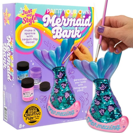 Just My Style Paint Your Own Mermaid Bank Art Kit, Child, Ages 6+