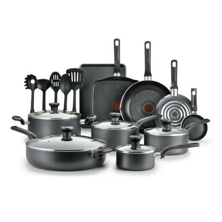 T-fal Easy Care, 20 Piece Non-Stick Pots and Pans Cookware Set, Grey, Gray