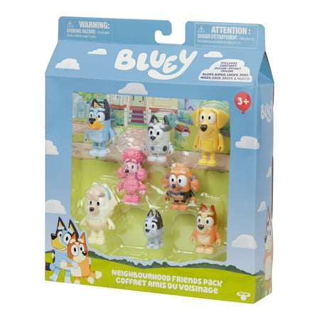 Bluey Neighborhood Friends 8 Pack, 2-2.5 Inch Articulated Figures, Ages 3+
