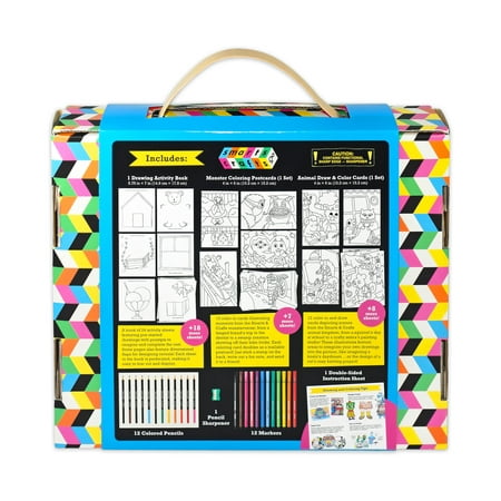 Smarts & Crafts Go: Coloring and Drawing Kit, 74 Pieces, for Boys, Girls ages 6+