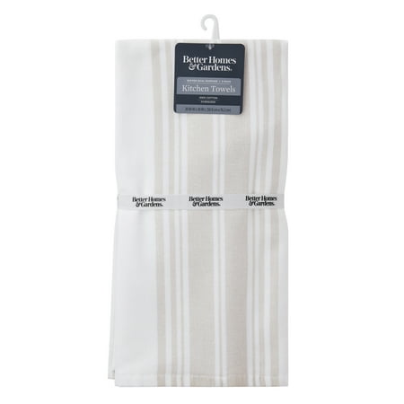 Better Homes & Gardens Papyrus-Beige Cotton Woven Dual-Purpose Oversized Kitchen Towels 3 Pack