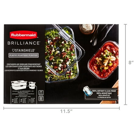 Rubbermaid Brilliance Leak-Proof Food Storage Containers, 10 Piece Set