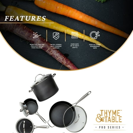 Thyme & Table Hard Anodized 15-Piece Cookware Set Non-Stick - Black