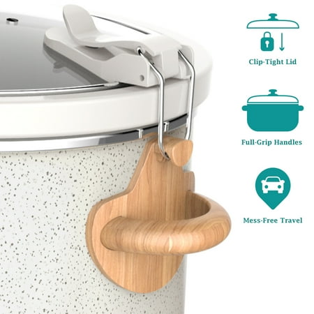 The Pioneer Woman 6 Qt Digital Slow Cooker with Locking Lid, Linen Speckle, Off-White