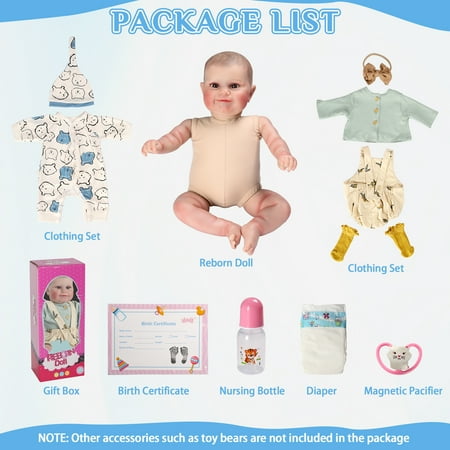 Ktaxon Reborn Baby Dolls, 20 Inch Realistic Newborn Eyes Open Doll Lifelike Weighted Soft Body with Accessory Set for Kids 3+