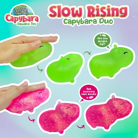 Power Your Fun Capybara Squishy Toy 2-Pack, Stress Relief Fidget STEM Toys for Adults & Kids