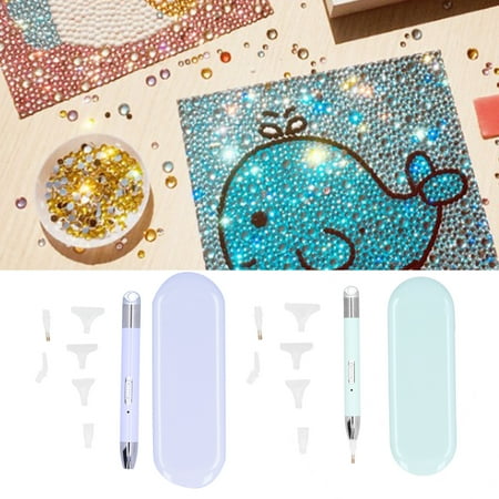 LED Diamond Art Pens with Light Diamond Painting Tools USB Rechargeable Light Pen Art Accessories and Tools Kits with Storage Case for Adults DIY Arts Crafts Blue