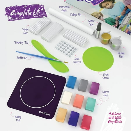 Dan&Darci Craft 'n Clay - Jewelry Dish Making Kit for Kids and Tween Girls Age 8-14 Year Old - Best DIY Arts & Crafts Gift - Girl Birthday Gifts Ideas - Art Projects Kits