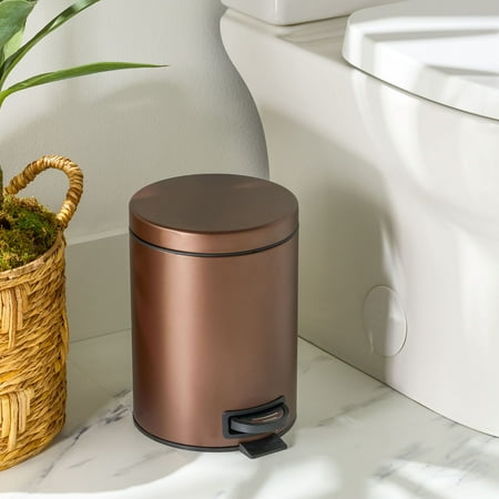 Better Homes & Gardens Bronze SS 1.3 Gallon Metal Bathroom Waste BasketBronze,