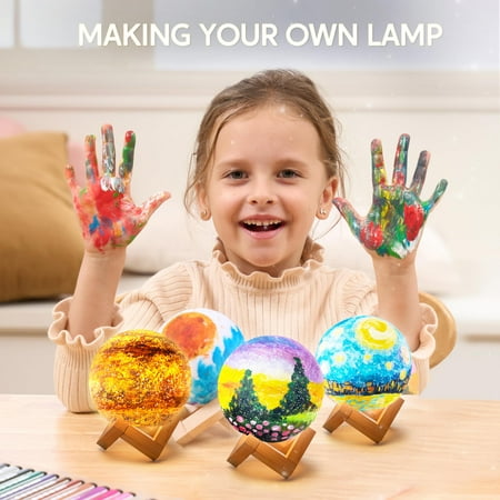 Joyfy DIY 3D Moon Lamp Painting Kit, Paint Your Own Moon light Arts and Crafts Kit for Kids 6 8 10 12, Birthday Christmas Gifts for Boys Girls