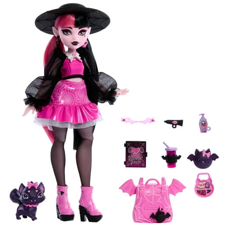 Monster High Draculaura Fashion Doll with Pet Bat-Cat Count Fabulous and Accessories