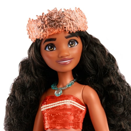 Disney Princess Moana 11 inch Fashion Doll with Brown Hair, Brown Eyes & Hair Accessory, Sparkling Look
