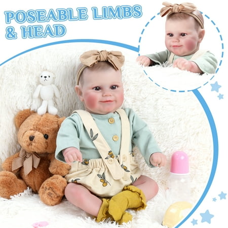 Ktaxon Reborn Baby Dolls, 20 Inch Realistic Newborn Eyes Open Doll Lifelike Weighted Soft Body with Accessory Set for Kids 3+