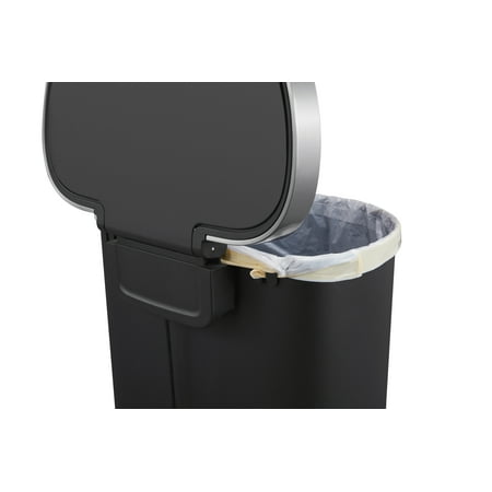 Better Homes & Gardens 14.5 Gallon Trash Can, Plastic Step On Kitchen Trash Can, Black, Black