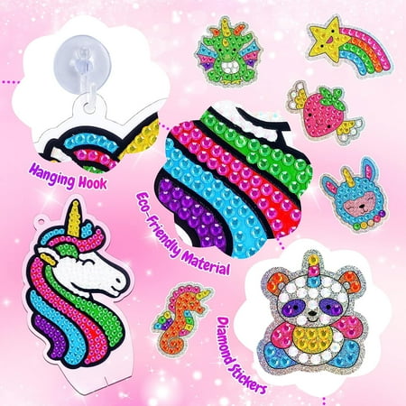 SUNNYPIG Unicorns Gifts for Girls 4 5 6 7 8 9 10 Year Old Girl Birthday Gift: Arts and Crafts for Kids 4-6 Painting Sticker Kits Girls Toys Age 6-8 Gem Toy for 5 6 7 8 9 Year Old Girls Room Decor