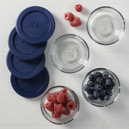 Anchor Hocking Glass Food Storage Containers with Lids, 1 Cup Round, Set of 4
