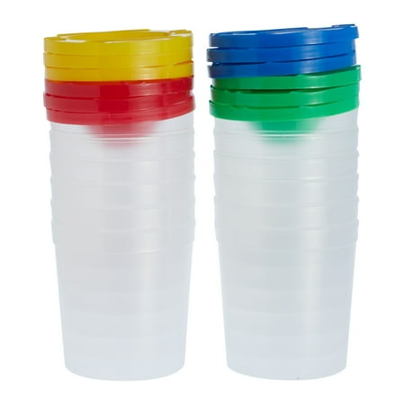 12 Pack No Spill Paint Cups With Lids for Kids, Arts and Crafts Supplies for Classrooms (4 Colors, 3 x 3 In)
