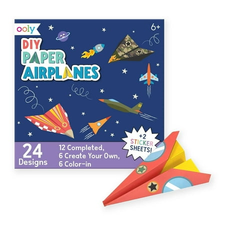 OOLY DIY Paper Airplane Book, 24-Piece Arts & Crafts for Kids Sticker Books, Other