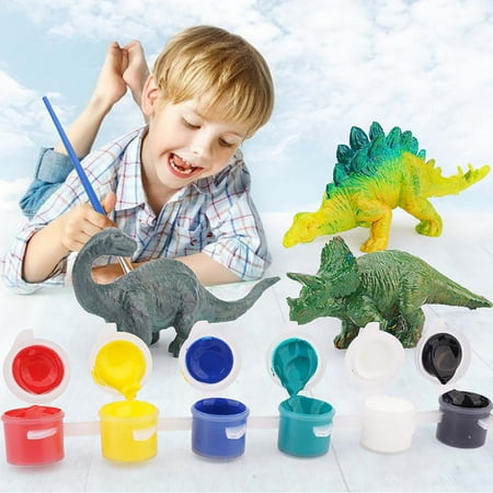 Mikilon Kids Dinosaur Toy Painting Kit, 6 PCS Dinosaur Decor Arts Crafts Set, Painting Preschool Learning Toddler Toys for 3 4 5 Year Old Boy Girl, Christmas Birthday Gift