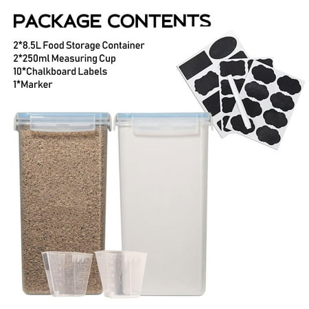 8.5L/287Oz Extra Large Airtight Food Storage Containers, 2 PACK Rice Flour Sugar Baking Supply Containers W/Lids, Airtight Pantry Containers for Kitchen Storage and Organization