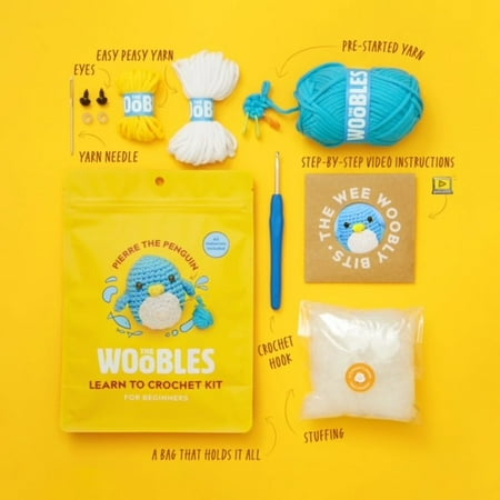 The Woobles Beginner Crochet Amigurumi Kits - Penguin