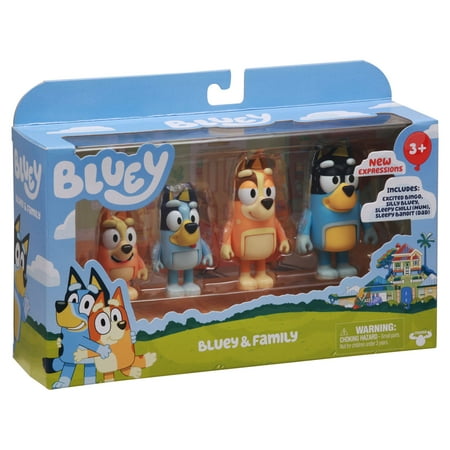 Bluey Family New Expression Figure 4-Pack, with Mum Dad Bingo Bluey, Ages 3+, Toddler Toys