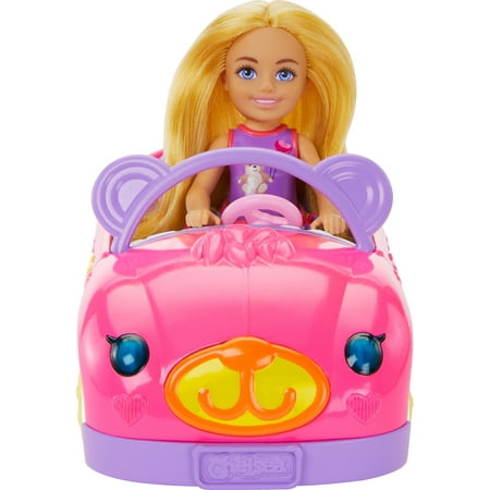 Barbie Chelsea Vehicle Set with Blonde Small Doll, Toy Car & Teddy Bear Accessory