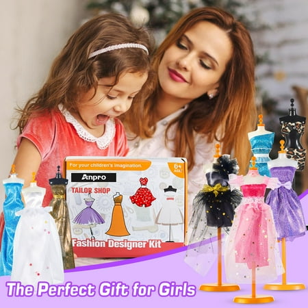 700+ PCS Fashion Designer Kits for Girls, Creativity DIY Arts & Crafts Kit with 4 Mannequins, Sewing Kit Toys Gift for Girls Ages 6-12