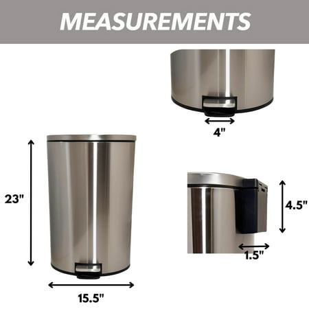 Better Homes & Gardens 10.5 Gallon Trash Can, Oval Kitchen Step Trash Can, Stainless Steel, Silver