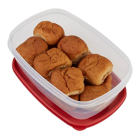 Rubbermaid Easy Find Lids Food Storage Container, Large with Red Lid, 2.5 Gallon, Clear, 1