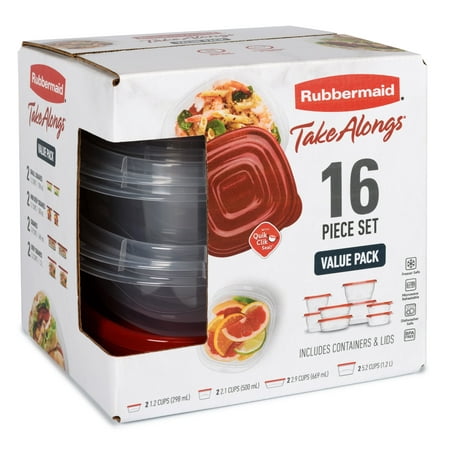 Rubbermaid TakeAlongs Food Storage Containers, 16 Piece Set