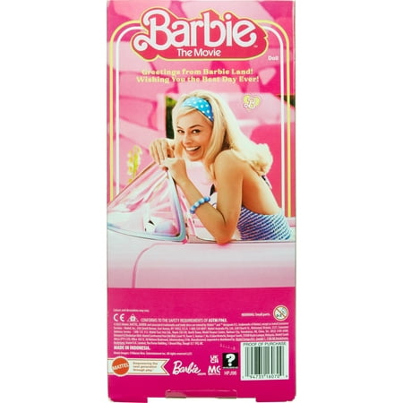Barbie The Movie Collectible Doll, Margot Robbie as Barbie in Pink Gingham Dress, Toy for 3 Years and Up