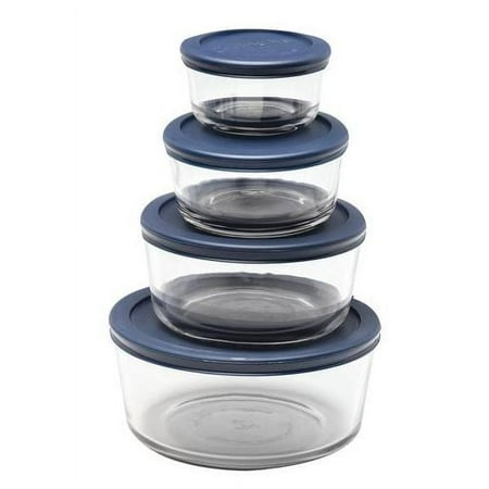 Anchor Hocking Glass Food Storage Containers with Lids, 8 Piece Set