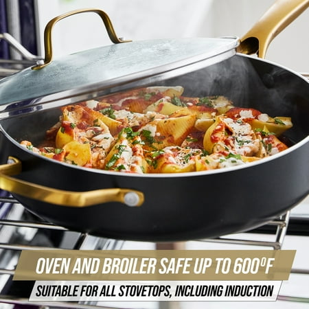 Blue Diamond Gold Edition Ceramic Nonstick 12 Piece Cookware Set, PFAS-Free, Gold